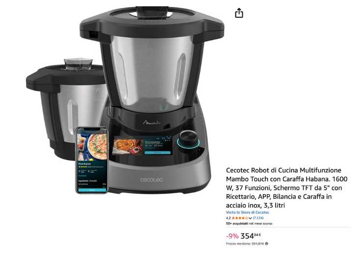 Nuovo bimby su Amazon da 350 euro - Inchiostroverde.it (Fonte foto Amazon.it)